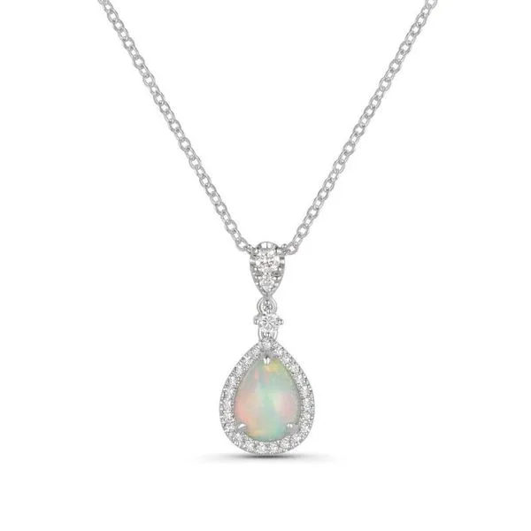14Kt White Opal Diamond Halo Pendant Segner's Jewelers Fredericksburg, TX