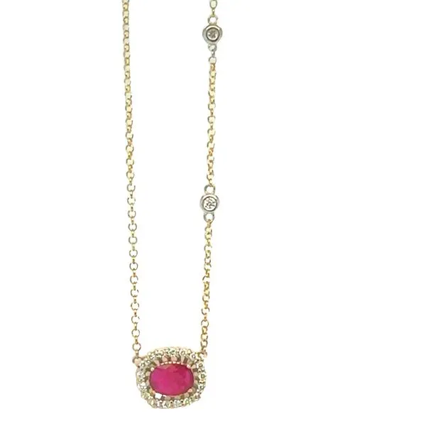14 Karat Yellow Diamond Ruby Colored Stone Necklace similar item image
