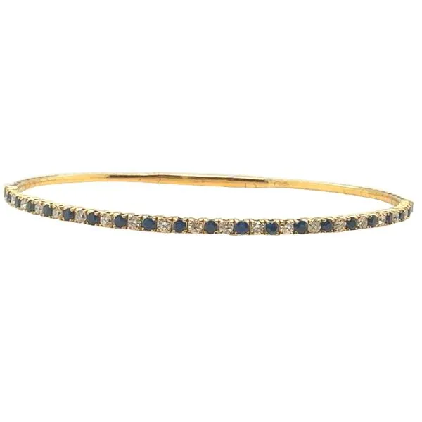 Yellow 14 Karat Diamond And Sapphire Bangle Bracelet Segner's Jewelers Fredericksburg, TX