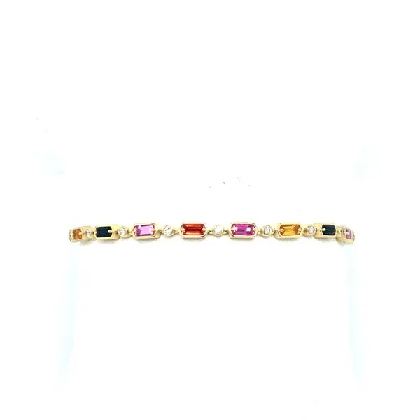 Yellow Gold 14Kt Multi-Colored Sapphire Tennis Style Brac...
