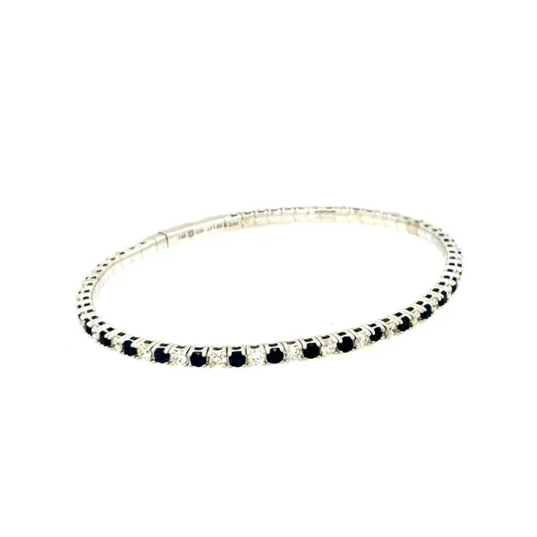 White Gold 14Kt Sapphire And Diamond Flex Bangle Bracelet