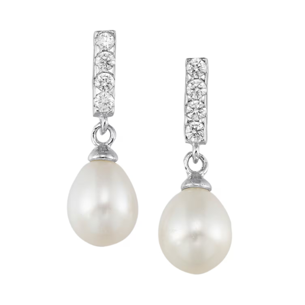Lady's White Sterling Pearl Drop Earrings Segner's Jewelers Fredericksburg, TX