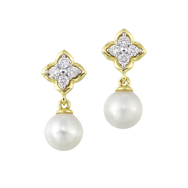 Lady's Yellow 14 Karat Floral Dangle Earrings Segner's Jewelers Fredericksburg, TX
