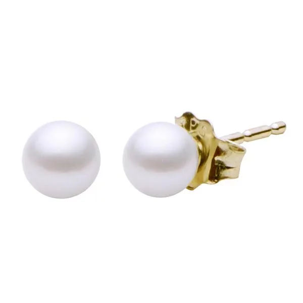 Yellow Gold 14 Karat Pearl Stud Earrings