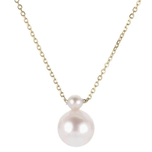 14 Karat Yellow Gold Double Pearl Pendant