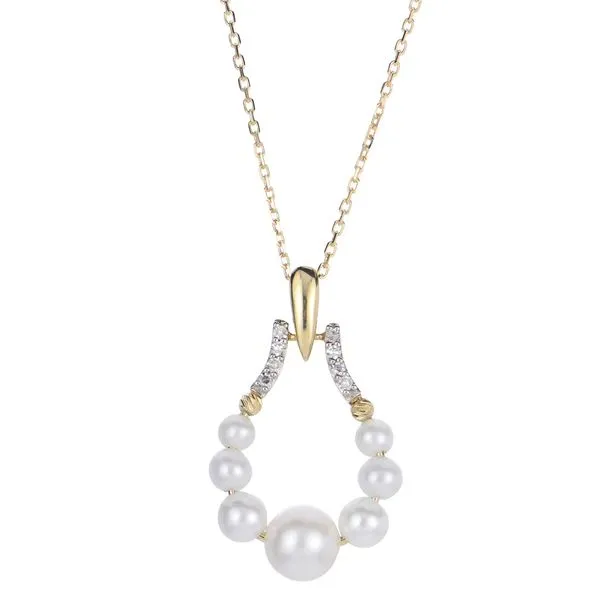 Yellow Gold Diamond and Pearl Pendant