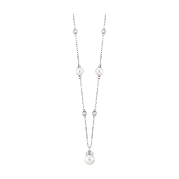 Lady's White 14 Karat Station Pearl Necklace Segner's Jewelers Fredericksburg, TX