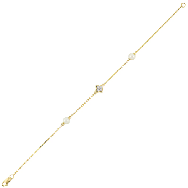 Lady's Yellow 14 Karat Pearl Station Bracelet Segner's Jewelers Fredericksburg, TX