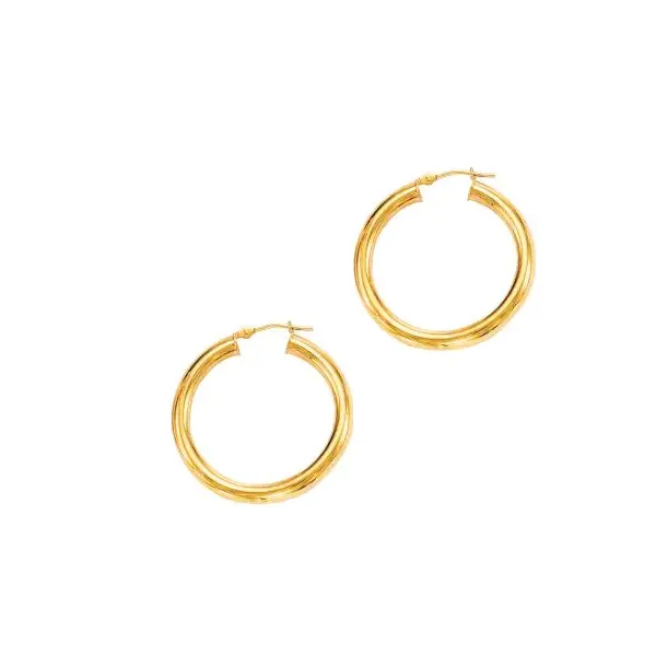 Ladys Yellow 14 Karat Gold Medium Hoop Earring