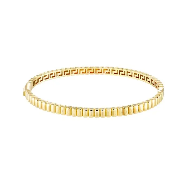 Yellow 14 Karat Ribbed Hinge Bangle Bracelet Segner's Jewelers Fredericksburg, TX