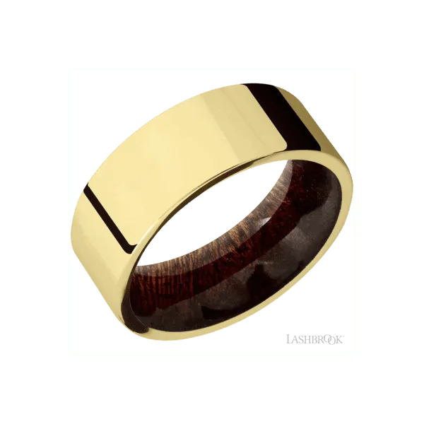 Men's 14Kt Yellow Gold Band with Sapele Sleeve Segner's Jewelers Fredericksburg, TX