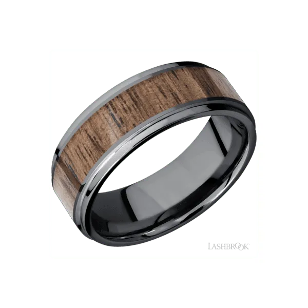 Men's Black Tantalum Band with Walnut Inlay Segner's Jewelers Fredericksburg, TX