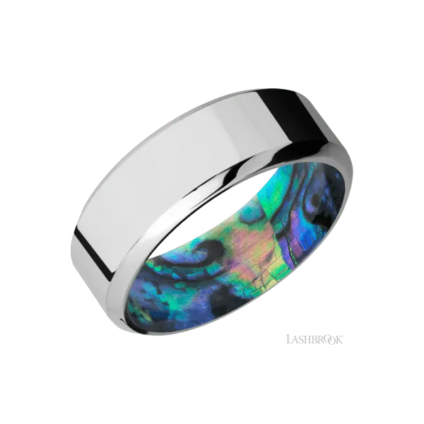 Men's Cobalt Chrome Band with Abalone Sleeve Segner's Jewelers Fredericksburg, TX