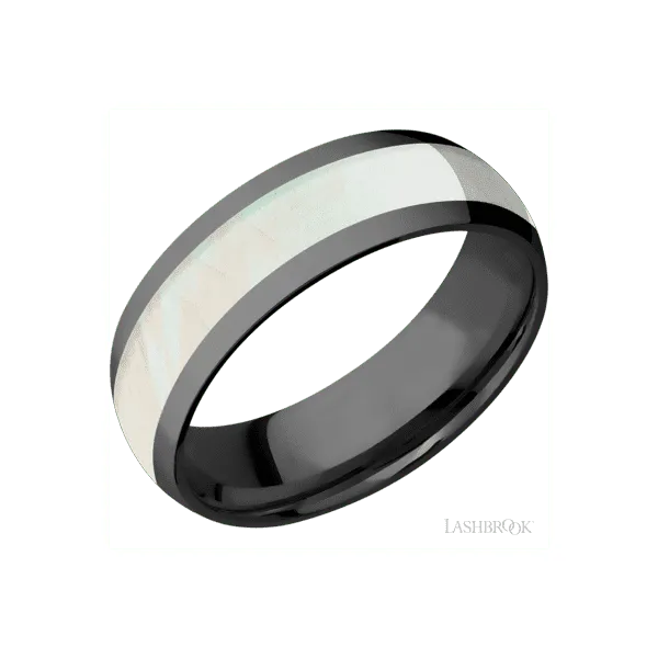 Men's Zirconium Band with Freshwater Mother Of Pearl Inlay Segner's Jewelers Fredericksburg, TX