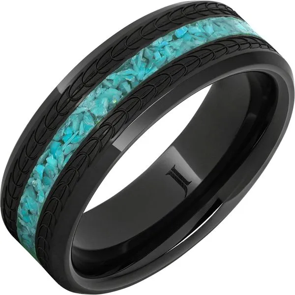 Men's Black Ceramic Western Heritage Wedding Band Segner's Jewelers Fredericksburg, TX