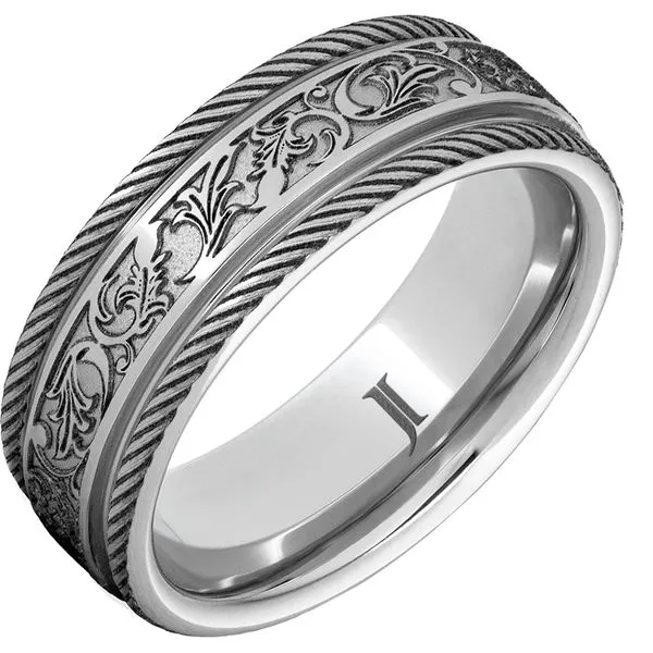 Mens Serinium Western Heritage Floral Pattern Ring