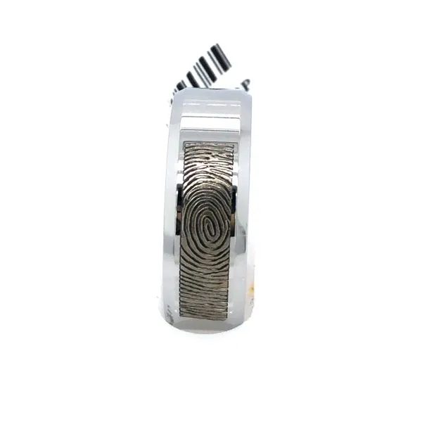 Serinium Beveled Edge Fingerprint Mens Alternative Band