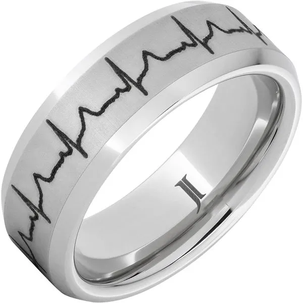 Mens Serinium Heartbeat Engraved Ring