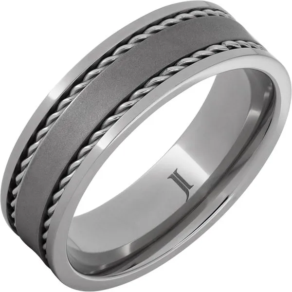 Titanium Mens Ring With Steel Braid Inlays