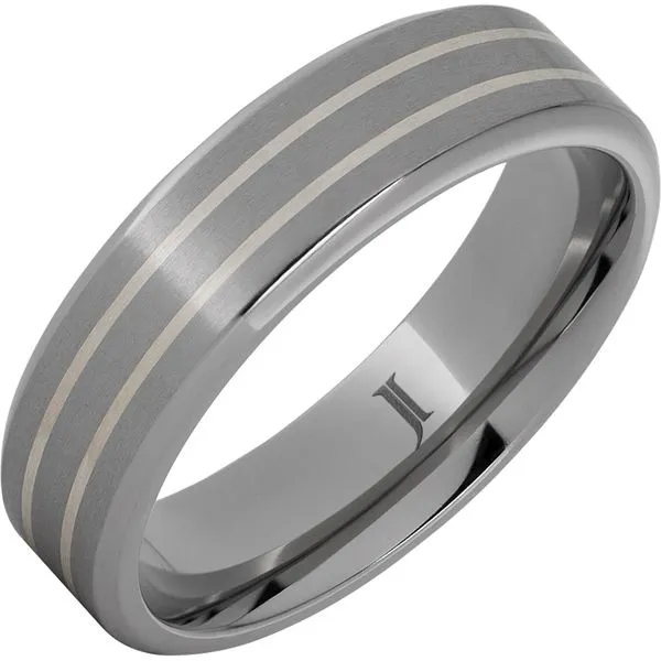 Titanium Ring With Sterling Silver Inlays