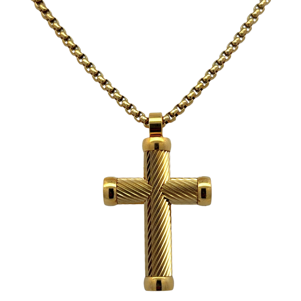 Yellow Stainless/14K Twist Line Cross Stainless Segner's Jewelers Fredericksburg, TX