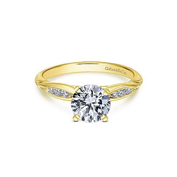 14K Yellow Gold Straight Accented Round Diamond Semi-Mount Ring 0.09CTW. S.E. Needham Jewelers Logan, UT