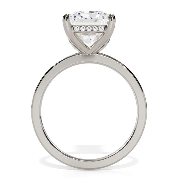 14K White Gold Hidden Halo Emerald Cut Engagement Ring with 1.80mm Shank Image 2 Shannon Jewelers Spring, TX