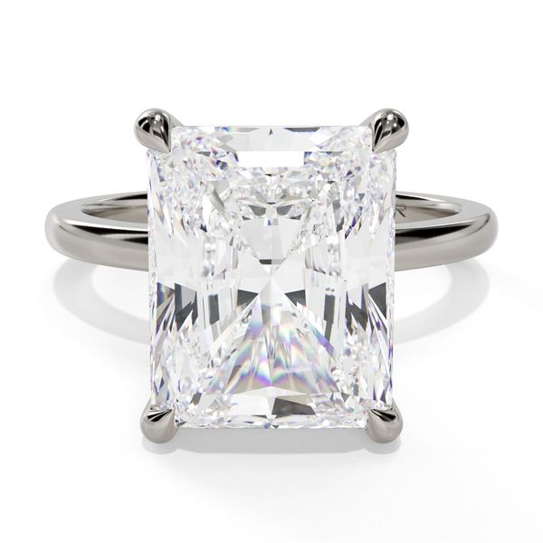 14K White Gold Hidden Halo Emerald Cut Engagement Ring with 1.80mm Shank Shannon Jewelers Spring, TX