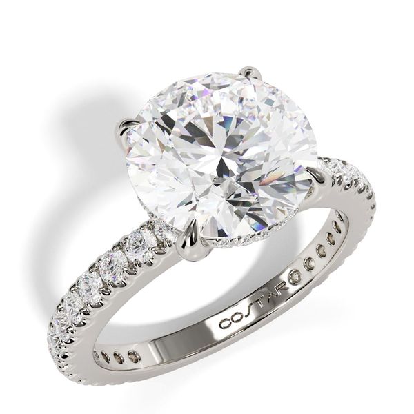 14K White Gold Hidden Halo Pavé Diamond Engagement Ring Image 3 Shannon Jewelers Spring, TX