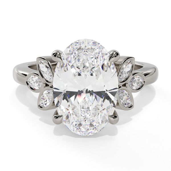 14K White Gold Engagement Ring with Bezel Set Marquise Diamond Accents Shannon Jewelers Spring, TX