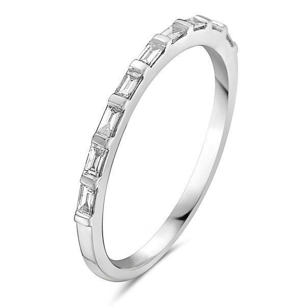 14K White Gold Baguette Diamond Wedding Band Shannon Jewelers Spring, TX