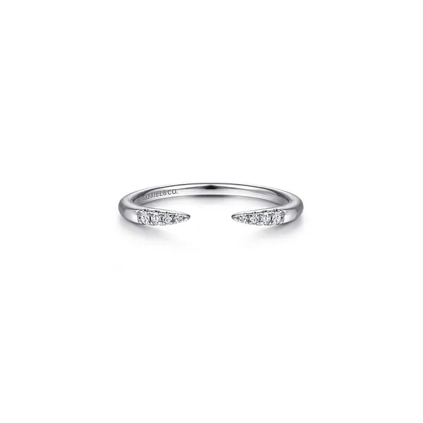 Gabriel & Co. 14K White Gold Open Diamond Tipped Stackable Ring Shannon Jewelers Spring, TX