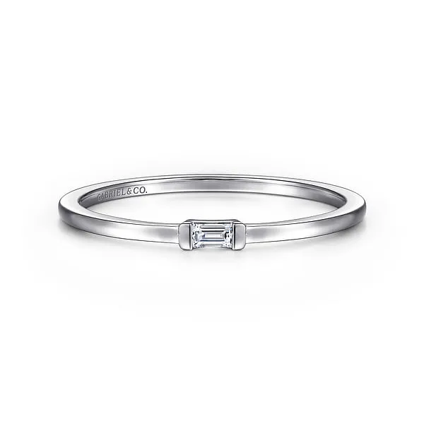 Gabriel & Co. 14K White Gold Ring with Diamond Baguette Shannon Jewelers Spring, TX