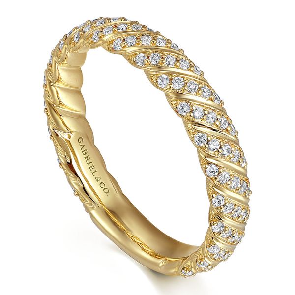 Gabriel & Co. 14K Yellow Gold Diamond Rope Stackable Ring Image 3 Shannon Jewelers Spring, TX