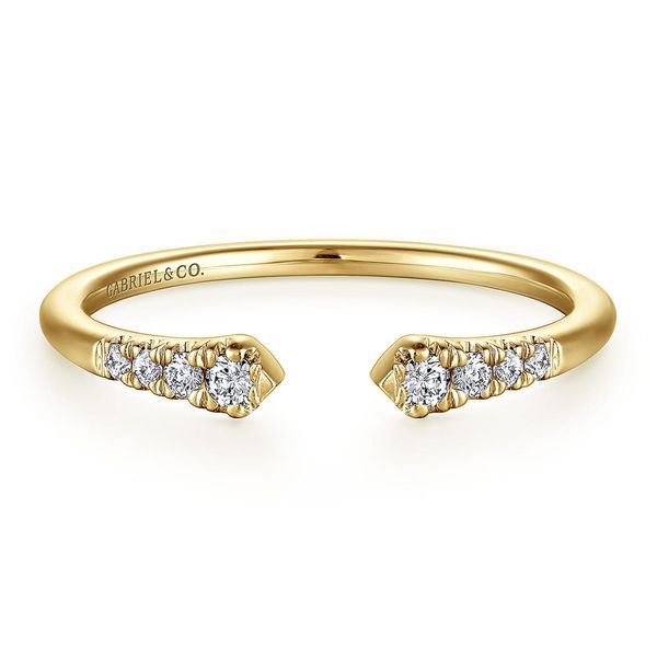 Gabriel & Co. 14K Yellow Gold Split Diamond Stackable Ring - Elegant Open Design Diamond Band