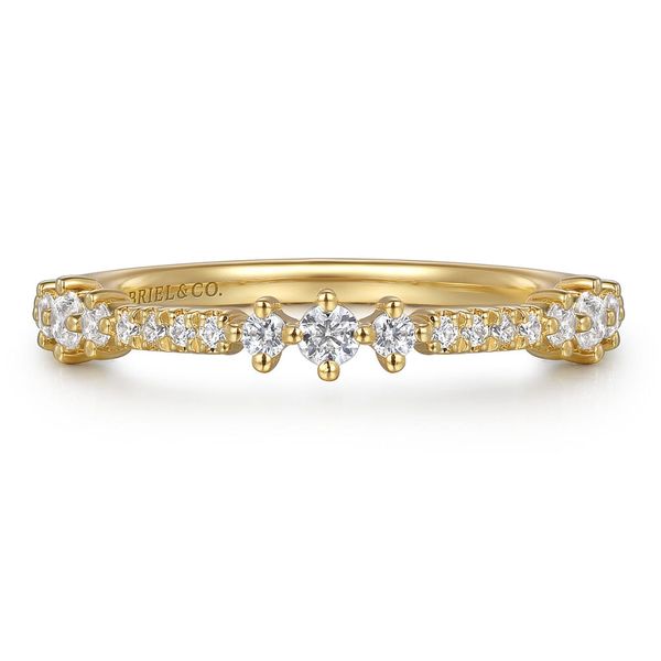 Gabriel & Co. 14K Yellow Gold Diamond Ladies Ring - Mixed Size Diamond Band