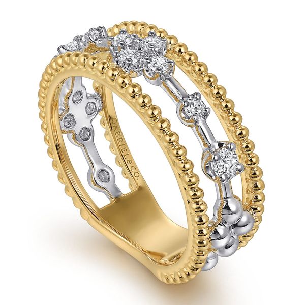 Gabriel & Co. 14K White & Yellow Gold Diamond Easy Stackable Ring Image 3 Shannon Jewelers Spring, TX