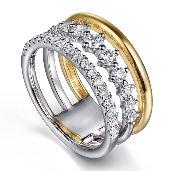 Gabriel & Co. 14K White & Yellow Gold Diamond Easy Stackable Ring Image 3 Shannon Jewelers Spring, TX
