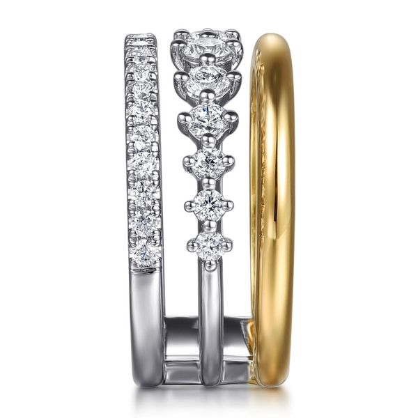 Gabriel & Co. 14K White & Yellow Gold Diamond Easy Stackable Ring Image 4 Shannon Jewelers Spring, TX