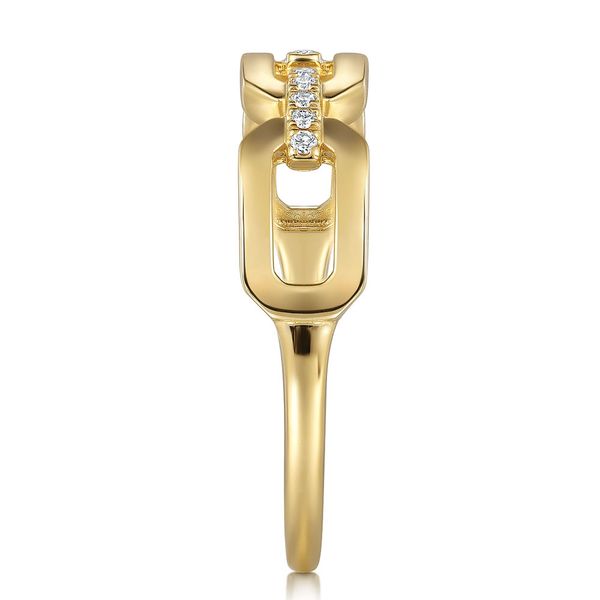 Gabriel & Co. 14K Yellow Gold Diamond Link Chain Ring Image 4 Shannon Jewelers Spring, TX