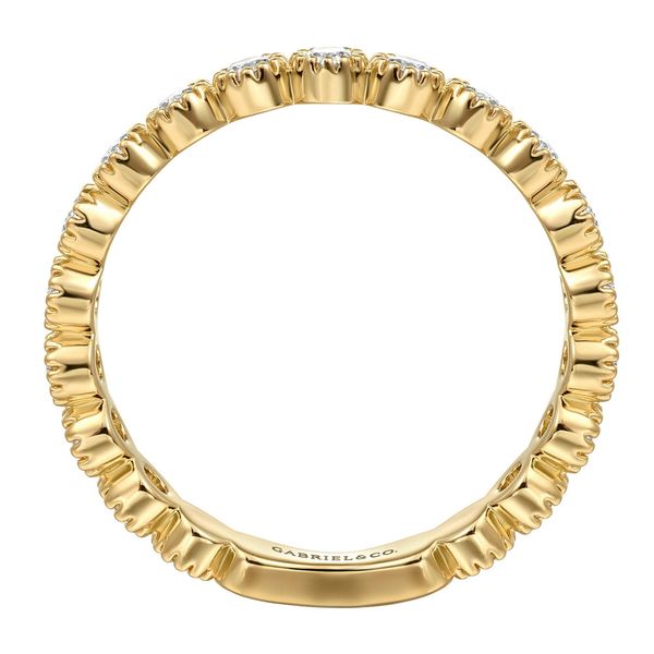 Gabriel & Co. 14K Yellow Gold Bezel Set Diamond Wedding Band Image 2 Shannon Jewelers Spring, TX