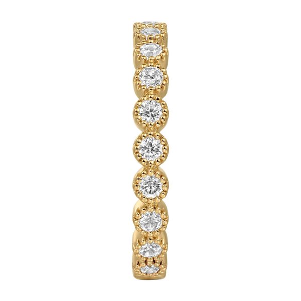 Gabriel & Co. 14K Yellow Gold Bezel Set Diamond Wedding Band Image 4 Shannon Jewelers Spring, TX