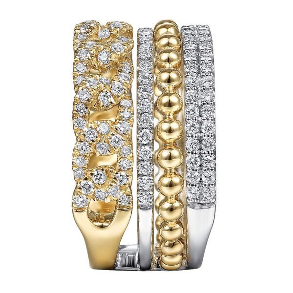Gabriel & Co. 14K White-Yellow Gold Bujukan Diamond Easy Stackable Ring Image 3 Shannon Jewelers Spring, TX