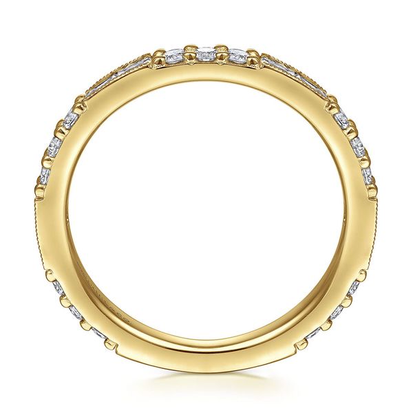 Gabriel & Co. 14K Yellow Gold Baguette and Round Diamond Stackable Ring Image 2 Shannon Jewelers Spring, TX