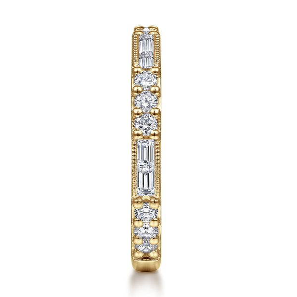 Gabriel & Co. 14K Yellow Gold Baguette and Round Diamond Stackable Ring Image 4 Shannon Jewelers Spring, TX