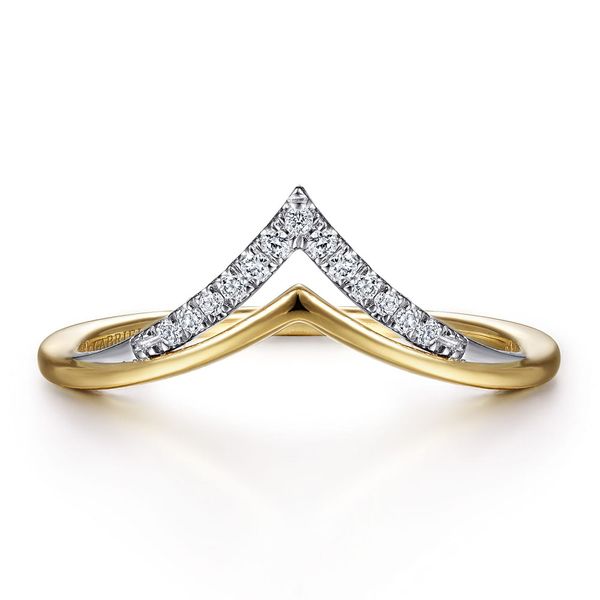Gabriel & Co. 14K white and yellow gold diamond chevron ring