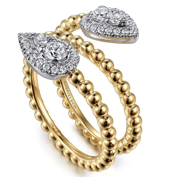 Gabriel & Co. 14K White & Yellow Gold Diamond Wrap Ring Image 3 Shannon Jewelers Spring, TX
