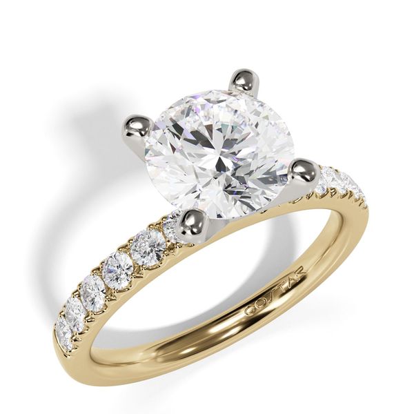 14K Yellow Gold French Pavé Diamond Engagement Ring Image 3 Shannon Jewelers Spring, TX
