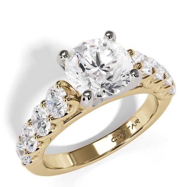 14K Yellow & White Gold U-Prong Diamond Shank Solitaire Engagement Ring Image 3 Shannon Jewelers Spring, TX