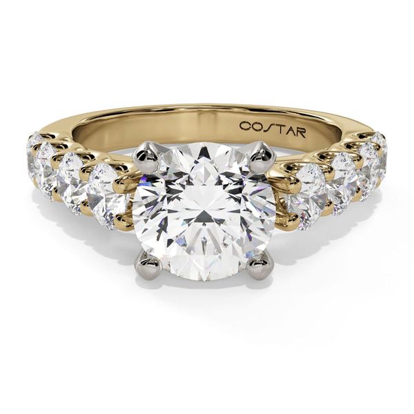 14K Yellow & White Gold U-Prong Diamond Shank Solitaire Engagement Ring Shannon Jewelers Spring, TX